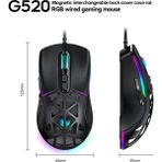 T-Wolf G520 Rgb Kablolu Gaming Mouse 12800 Dpı 7 Tuşlu Oyuncu Mouse Manyetik Kapaklı Siyah