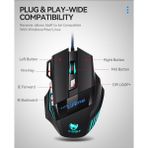 T-Wolf M1 Rgb Gaming Mouse 7 Tuşlu Kablolu Oyuncu Mouse 2400 Dpı LED Işıklı Ergonomik USB Mouse Siyah