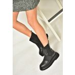 T312101909 Siyah Kalın Tabanlı Kadın Bot