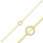 T5986 925 Ayar Gümüş Gold Sonsuzluk Bileklik