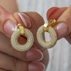 T8909 Gümüş Halka Gold Kadın Küpe