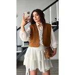 Taba Zımbalı Süet Yelek