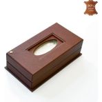 Tabac 353-37 Hakiki Deri Mendil Kutusu Peçetelik Kestane - Açık Kahverengi