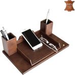Tabac 362-40 Hakiki Deri Masa Üstü Telefon ve Gözlük Tutucu Maya Kahve - Açık Kahverengi