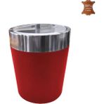 Tabac 395-24 Hakiki Deri Kaplı Krom Çöp Kutusu Kırmızı
