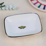 Tabak Evi Kelebek Altın Yaldızlı Dikdörtgen Kayık Tabak 10X7X2Cm Tekli