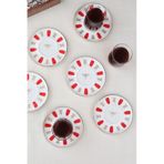 Tabak Evi Porselen Acem Zade Kırmızı Çay Tabağı 12,5cm 6 Lı Çok Renkli