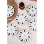 Tabak Evi Porselen Acem Zade Yeşil Çay Tabağı 12,5cm 6 Lı Yeşil