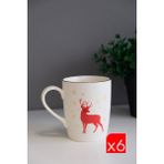 Tabak Evi Porselen Altın Yaldızlı Geyik Kulplu Mug Kupa 9cm 220ML 6 Lı - Renkli - 220 ml