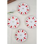 tabakevi Tabak Evi Porselen Acem Zade Kırmızı Çay Tabağı 12,5cm 4 Lü
