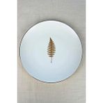 tabakevi Tabak Evi Porselen Natura Fern Altın Yaldız Servis Tabağı 24,50cm Tekli Çok Renkli