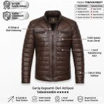 Tabakhanem Erkek Hakiki Kuzu Derisi Hakim Yaka Slim Fit Şişme Deri Ceket - 3XL - Kahve