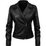 Tabakhanem Kadın Hakiki Deri Ceket - Kahverengi Asimetrik Fermuarlı Biker Ceket - XL - Siyah