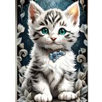 TABBY LONGHAIR KITTEN * KITTY CAT LOVE - Cute Mini Journal Diary Scratch Art Doodle Jot Blank Pad: ֍ 5x7~Greeting Note Card Size֎ EXPRESS YOURSELF ... Shower Holiday Childrens Party Favor Gift