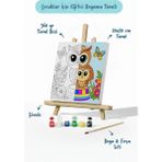 Tabdiko Sevimli Baykuş Temalı Çocuk Boyama Tuvali – Şövaleli Eğitici Boyama Seti 20X20 cm - Standart - Çok Renkli