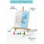 Tabdiko Uçak Temalı Çocuk Boyama Tuvali – Şövaleli Eğitici Boyama Seti 20X20 cm - Standart - Çok Renkli