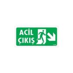 Tabela Acil Çıkış Sağ Aşağı Uyarı Levhası 17,5X25 KOD:944