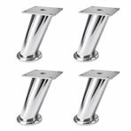 Tablalı Dereceli (4 Adet) Ayarlanabilir 12 Cm Krom Metal Baza Tv Ünitesi Koltuk Mobilya Ayağı (+2Cm)