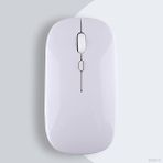 Tablet Ile Uyumlu Şarj Edilebilir Sessiz Mouse Bluetooth + 2.4Hz Wifi Kablosuz Mouse Fare Beyaz