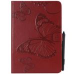 Tablet Kılıfları İnce Hafif Kabartmalı Kelebek Desenli PU Deri Flip Stand&Kart Yuvaları Samsung Galaxy Tab A 9.7 İnç (SM-P550 SM-T550 SM-T555) ile Uyumlu Tablet Kılıf Tablet PC Kılıfı(Rosso)