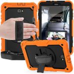Tablet Kılıfları Samsung Galaxy sekmesi ile uyumlu koruyucu kapak 10.1 /t580 Üç katmanlı şok geçirmez, 360 derece döner kickstand ve el kayışı omuz askısı PC+ Silikon koruyucu kasa Tablet PC Kılıfı(Or