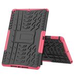Tablet PC Çantaları Kılıflar Kollar İPad Pro 10.2 2019 Lastik Dokusu Şok geçirmezle uyumlu tablet kapağı TPU+PC Katlanır saplı koruyucu kasa(Rose red)
