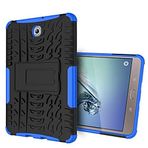 Tablet PC Çantaları Kılıflar Kollar Samsung Galaxy Tab S2 8 inç/T710 lastik dokusu şok geçirmezle uyumlu tablet kapağı TPU+PC Katlanır saplı koruyucu kasa(Dark blue)