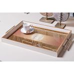 Tablo Life Dekoratif Sunum Tepsisi Gold Simli Beyaz Çok Renkli