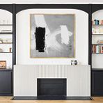 Tablo Life Grey Bw Yağlı Boya Dokulu Tablo Gold Çerçeve