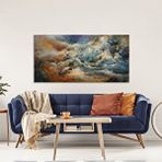 Tablo Life Tablolife Dalgalar - Yağlı Boya Dokulu Tablo 90x120 Cm Çerçeve - Gümüş