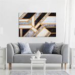 Tablo Life Tablolife Geometrik - Yağlı Boya Dokulu Tablo 90x120 Çerçeve - Gold