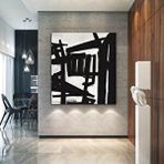 Tablo Life Tablolife Siyah ve Beyaz - Yağlı Boya Dokulu Tablo 60x90 Cm Çerçeve - Gold
