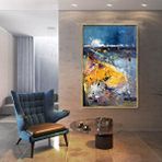 Tablo Life Tablolife Yağmurdan Sonra - Yağlı Boya Dokulu Tablo 90x120 Çerçeve - Gold