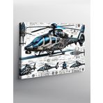 Tablo Mega Kanvas Tablo Askeri Helikopter Tasarımı YTCNVS501835, 100 x 140