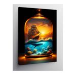 Tablo Mega Kanvas Tablo Cam Fanus Içinde Gemi 70 X 100 Cnvsdkey-124712-70-100