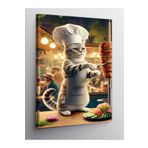 Tablo Mega Kanvas Tablo Döner Kesici Kedi Şef 100 X 140 Cnvsdkey-123749-100-140