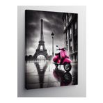 Tablo Mega Kanvas Tablo Eyfel Kulesi Ve Pembe Motosiklet 100 X 140 Cnvsdkey-129409-100-140