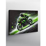 Tablo Mega Kanvas Tablo Hızlı Yeşil Motosiklet YTCNVS505664, 70 x 100