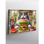 Tablo Mega Kanvas Tablo Kedi Ve Dev Hamburger YTCNVS504131, 50 x 70