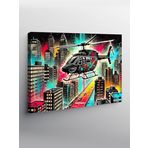 Tablo Mega Kanvas Tablo Neon Şehirde Helikopter YTCNVS501129, 100 x 140