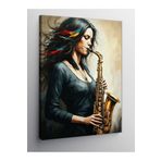 Tablo Mega Kanvas Tablo Saksafon Kadın 50 X 70 Cnvsdkey-125090-50-70