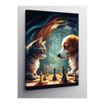 Tablo Mega Kanvas Tablo Satranç Oynayan Kedi 50 X 70 Cnvsdkey-127273-50-70