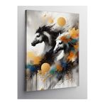 Tablo Mega Kanvas Tablo Siyah Beyaz Atlar 50 X 70 Cnvsdkey-117276-50-70