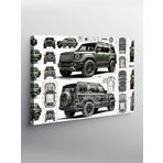 Tablo Mega Kanvas Tablo Siyah Beyaz Off-Road Araçları YTCNVS505965, 50 x 70