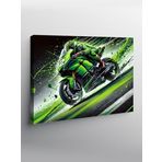 Tablo Mega Kanvas Tablo Yeşil Motosiklet Hızı YTCNVS500145, 70 x 100