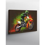 Tablo Mega Kanvas Tablo Yeşil Motosiklet Yarışı YTCNVS500727, 100 x 140