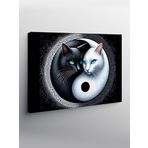 Tablo Mega Kanvas Tablo Ying Yang Desenli Siyah Beyaz Kediler YTCNVS506013, 70 x 100