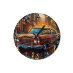 tablo mega Retro Kırmızı Araba Sessiz Duvar Saati, SAAAT6112