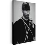 Tablofest Dikey Kanvas Tablo Atatürk Sakallı Kalpaklı Nadir Portre Atatürk Tablosu Ev Ofis Duvar Dekoru - 40 x 60