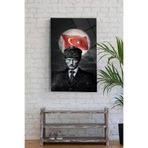 tablohouse Mustafa Kemal Atatürk Cam Tablo siyah 25 x 35